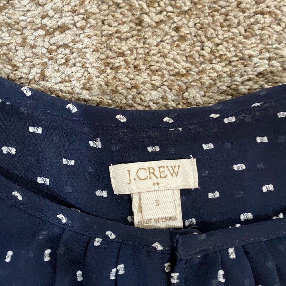 JCREW polka dot navy blouse